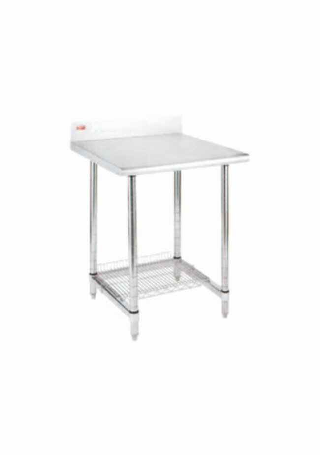 Stainless Lab Worktable, Stainless Top, With Backsplash and 3Sided